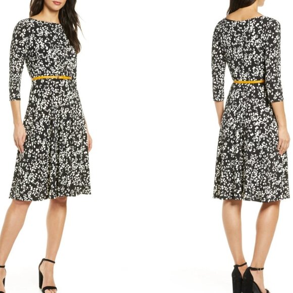 Harper Rose 3/4 Sleeve V Neck Fit and Flare Dress - Black / White - size 8 - Picture 10 of 10